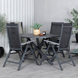 Jídelní stůl Alma - Black Alu - ø120cm+Albany Light 5-pos - černá / Černá textilie a šedý teak_4