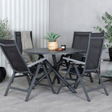 Jídelní stůl Alma - Black Alu - ø120cm+Albany Light 5-pos - černá / Černá textilie a šedý teak_4