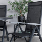 Jídelní stůl Alma - Black Alu - ø120cm+Albany Light 5-pos - černá / Černá textilie a šedý teak_4