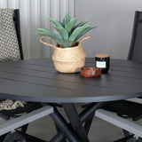 Jídelní stůl Alma - Black Alu - ø120cm+Albany Light 5-pos - černá / Černá textilie a šedý teak_4