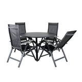 Jídelní stůl Alma - Black Alu - ø120cm+Albany Light 5-pos - černá / Černá textilie a šedý teak_4