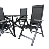 Jídelní stůl Alma - Black Alu - ø120cm+Albany Light 5-pos - černá / Černá textilie a šedý teak_4