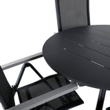 Jídelní stůl Alma - Black Alu - ø120cm+Albany Light 5-pos - černá / Černá textilie a šedý teak_4