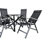 Jídelní stůl Alma - Black Alu - ø120cm+Albany Light 5-pos - černá / Černá textilie a šedý teak_4