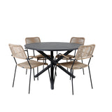 Jídelní stůl Alma - Black Alu - ø120cm+Lindos - Křeslo - Black Alu / Latte Rope_4