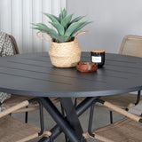 Jídelní stůl Alma - Black Alu - ø120cm+Lindos - Křeslo - Black Alu / Latte Rope_4