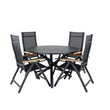 Jídelní stůl Alma - černý Alu - ø120cm+Panama Light 5poschoďová židle Černá / Černá a teak_4
