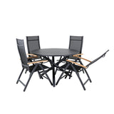 Jídelní stůl Alma - černý Alu - ø120cm+Panama Light 5poschoďová židle Černá / Černá a teak_4