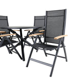 Jídelní stůl Alma - černý Alu - ø120cm+Panama Light 5poschoďová židle Černá / Černá a teak_4