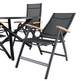 Jídelní stůl Alma - černý Alu - ø120cm+Panama Light 5poschoďová židle Černá / Černá a teak_4