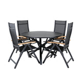 Jídelní stůl Alma - černý Alu - ø120cm+Panama Light 5poschoďová židle Černá / Černá a teak_4
