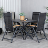 Jídelní stůl Alma - černý Alu - ø120cm+Panama Light 5poschoďová židle Černá / Černá a teak_4