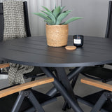 Jídelní stůl Alma - černý Alu - ø120cm+Panama Light 5poschoďová židle Černá / Černá a teak_4