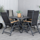 Jídelní stůl Alma - černý Alu - ø120cm+Panama Light 5poschoďová židle Černá / Černá a teak_4