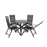 Jídelní stůl Alma - černý Alu - ø120cm+Panama Light 5poschoďová židle Černá / Černá a teak_4
