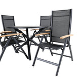 Jídelní stůl Alma - černý Alu - ø120cm+Panama Light 5poschoďová židle Černá / Černá a teak_4