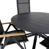 Jídelní stůl Alma - černý Alu - ø120cm+Panama Light 5poschoďová židle Černá / Černá a teak_4