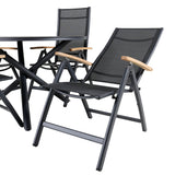 Jídelní stůl Alma - černý Alu - ø120cm+Panama Light 5poschoďová židle Černá / Černá a teak_4