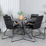 Jídelní stůl Alma - Black Alu - ø120cm+Bois křeslo - Black Alu / Black Lane / Acacia_4