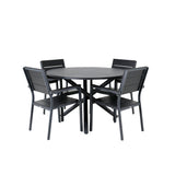 Jídelní stůl Alma - černý Alu - ø120cm + židle na výšku (stohovatelné) - Black Alu / Black Aintwood_4