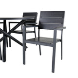 Jídelní stůl Alma - černý Alu - ø120cm + židle na výšku (stohovatelné) - Black Alu / Black Aintwood_4