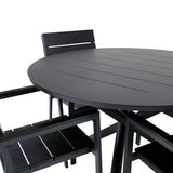 Jídelní stůl Alma - černý Alu - ø120cm + židle na výšku (stohovatelné) - Black Alu / Black Aintwood_4
