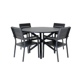 Jídelní stůl Alma - černý Alu - ø120cm + židle na výšku (stohovatelné) - Black Alu / Black Aintwood_4