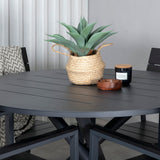 Jídelní stůl Alma - černý Alu - ø120cm + židle na výšku (stohovatelné) - Black Alu / Black Aintwood_4