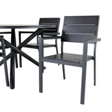 Jídelní stůl Alma - černý Alu - ø120cm + židle na výšku (stohovatelné) - Black Alu / Black Aintwood_4