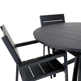 Jídelní stůl Alma - černý Alu - ø120cm + židle na výšku (stohovatelné) - Black Alu / Black Aintwood_4