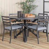 Jídelní stůl Alma - Black Alu - ø120cm+Brasilia Karmstol (stapelbar) - Svart Alu / Teak_4