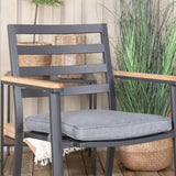 Jídelní stůl Alma - Black Alu - ø120cm+Brasilia Karmstol (stapelbar) - Svart Alu / Teak_4
