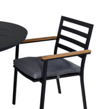 Jídelní stůl Alma - Black Alu - ø120cm+Brasilia Karmstol (stapelbar) - Svart Alu / Teak_4