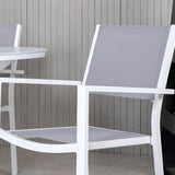 Jídelní stůl Alma - Bílá Alu - ø120cm + stohovací židle Copacabana - Bílá/Šedá_4