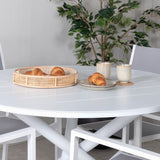 Jídelní stůl Alma - Bílá Alu - ø120cm + stohovací židle Copacabana - Bílá/Šedá_4