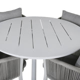 Jídelní stůl Alma - Bílý Alu - ø120cm+Jídelní židle Virya - Bílý Alu / Šedý polštář _4