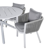 Jídelní stůl Alma - Bílý Alu - ø120cm+Jídelní židle Virya - Bílý Alu / Šedý polštář _4