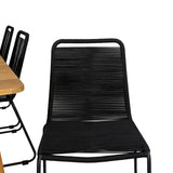 Jídelní stůl Julian - Acasia - 210*100 cm+Lindos stohovací židle - Black Alu / Black Rope_6