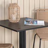 Kavárenský stůl Way 70*70+Lindos Stohovací židle - Black Alu / Latte Rope_2