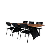 Doory Jídelní stůl - černá ocel / akátová deska v teakovém vzhledu - 250*100cm+Nicke Jídelní židle š. loketní opěrka - Black Steel_6