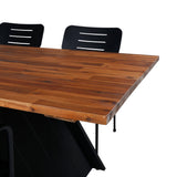 Doory Jídelní stůl - černá ocel / akátová deska v teakovém vzhledu - 250*100cm+Nicke Jídelní židle š. loketní opěrka - Black Steel_6