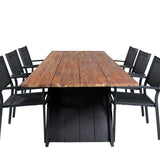 Jídelní stůl Doory - černá ocel / akátová deska v teakovém vzhledu - 250*100 cm + stohovací židle Copacabana - Black/Black_6