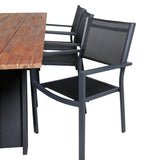 Jídelní stůl Doory - černá ocel / akátová deska v teakovém vzhledu - 250*100 cm + stohovací židle Copacabana - Black/Black_6