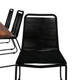Jídelní stůl Doory - černá ocel / akátová deska v teakovém vzhledu - 250*100 cm + stohovací židle Lindos - černá Alu / černé lano_6
