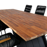 Jídelní stůl Doory - černá ocel / akátová deska v teakovém vzhledu - 250*100 cm + křeslo Bois - Black Alu / Black Lano / Acacia_6