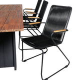 Jídelní stůl Doory - černá ocel / akátová deska v teakovém vzhledu - 250*100 cm + křeslo Bois - Black Alu / Black Lano / Acacia_6