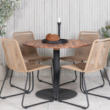 Dětská postýlka Jídelní stůl - Černá ocel / Akácie (teaklook) - ø100 cm+Lindos Stohovací židle - Černá Alu / Latte Latte_4