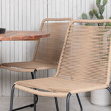 Dětská postýlka Jídelní stůl - Černá ocel / Akácie (teaklook) - ø100 cm+Lindos Stohovací židle - Černá Alu / Latte Latte_4