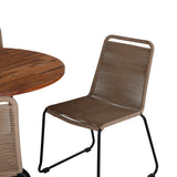 Dětská postýlka Jídelní stůl - Černá ocel / Akácie (teaklook) - ø100 cm+Lindos Stohovací židle - Černá Alu / Latte Latte_4