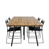 Jídelní stůl Chan - černá ocel / akácie (týkový vzhled) - 200 cm + jídelní židle Lina - Black_4